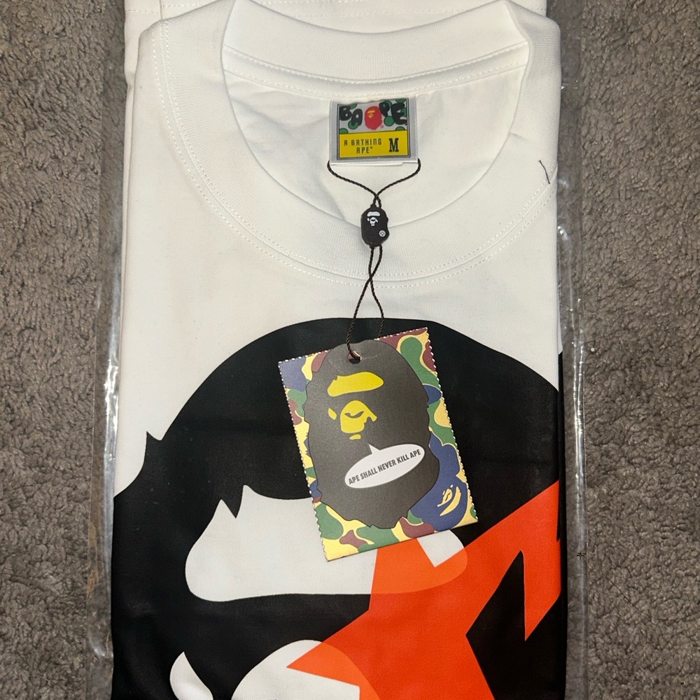 Bape White and Orange Short Sleeve Tee